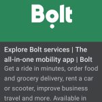 Banner pubblicitario verticale con sfondo verde e il loghi di Bolt.